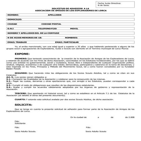 Solicitud De Adhesion