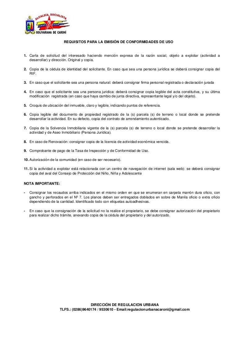 Solicitud De Conformidad De Uso Alcaldia