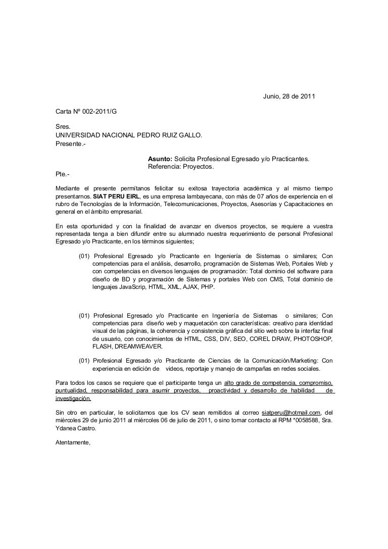 Solicitud de practicantes siat peru
