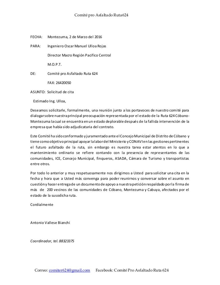 Solicitud director regional MOPT