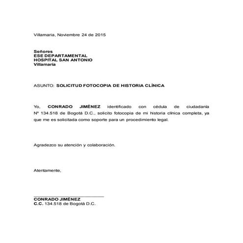 Solicitud historia clinica