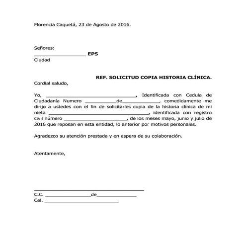 Solicitud historia clinica