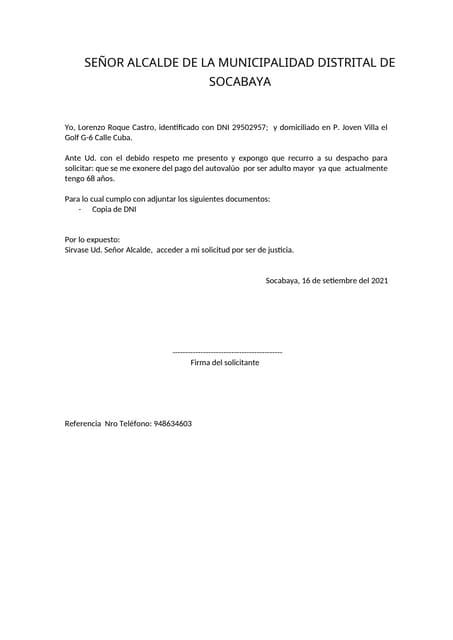 SOLICITUd municipio de socabaya para un tramite