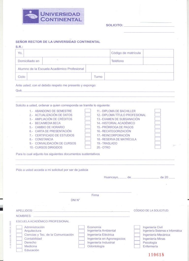 Solicitud universidad