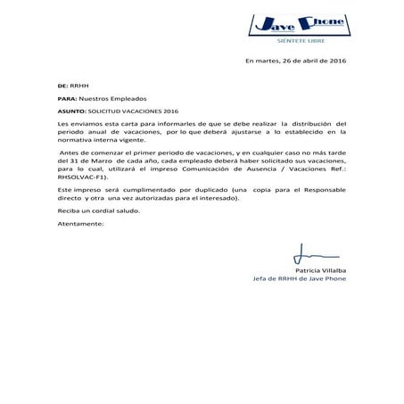 Propuesta de vacaciones