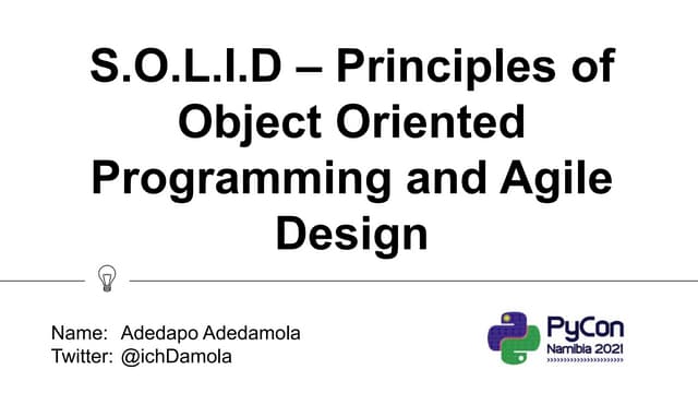 S.O.L.I.D: Principles of OOP and Agile design 