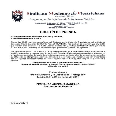 Solidaridad sutiems 25 ene 11