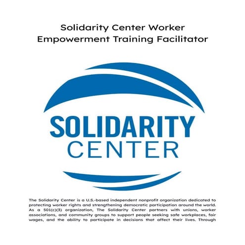 Solidarity Center Worker Empowerment Training Facilitator