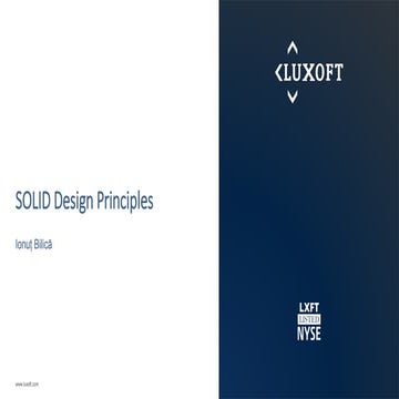 Object Oriented Design SOLID Principles