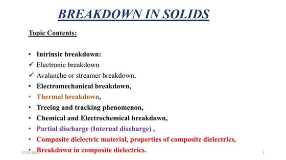 TREEING & TRACKING|BREAKDOWN IN SOLIDS|HIGH VOLTAGE ENGINEERING | PPT