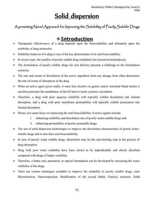 Solid Dispersion - Solubility enhancing tool