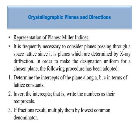 Comprehensive Analysis of Crystallographic Planes, Miller Indices, and ...