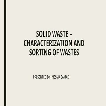Solid waste - Characterisation and sorting