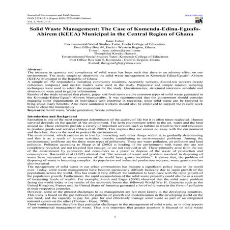 Solid waste management the case of komenda-edina-eguafo-abirem (keea) municip...