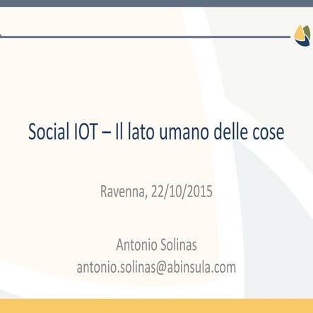 Social IOT – Il lato umano delle cose