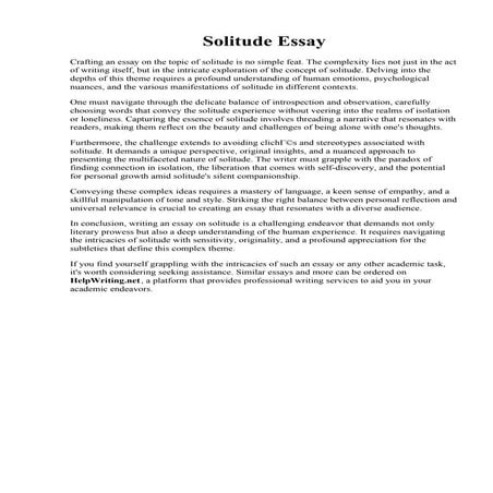 Solitude Essay