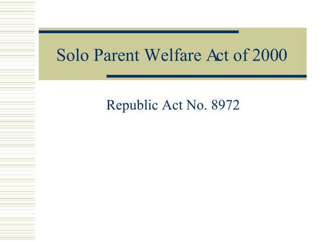 Solo Parent Welfare Act Of 2000