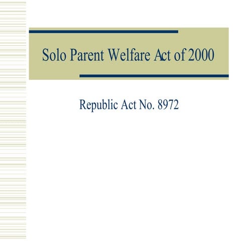 Solo Parent Welfare Act Of 2000
