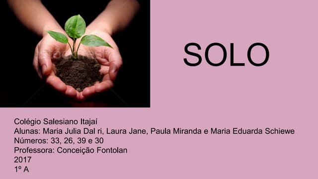 SOLO, ORIGEM E FORMAÇÃO