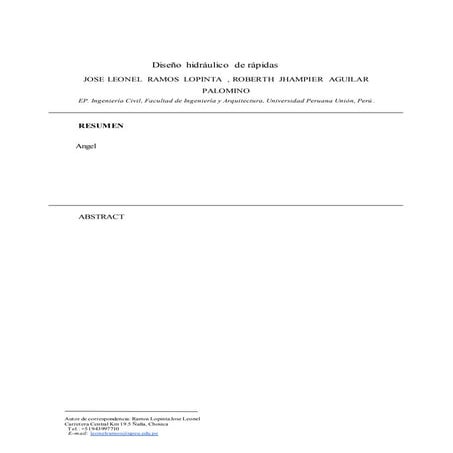 Diseño de Rapidas  para dinimuir la presion del agua 