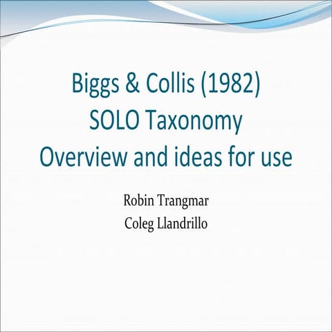 Solo taxonomy: Overview of SOLO taxonomy