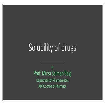Solubility of drugs