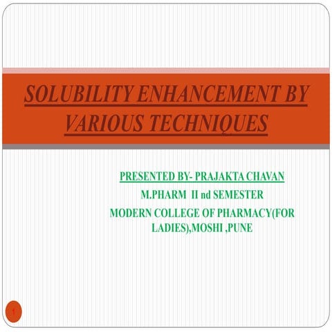 Solubility enhancement by using various techniques 