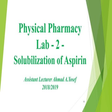 Solubility of aspirin 2 Physical Pharmacy Lab