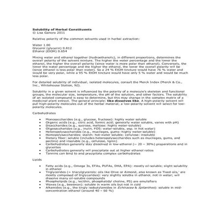 Solubility of constituents - lisa ganora