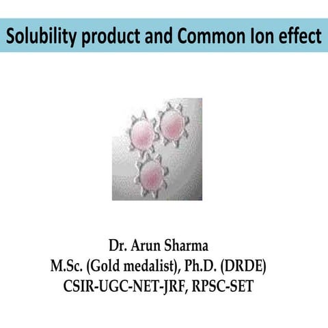 Solubility product and Common Ion Effect