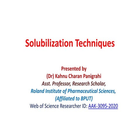 Solublisation technique