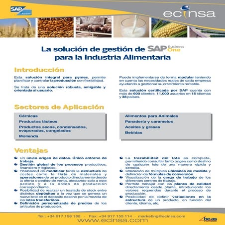 Solución de gestión para industria alimentaria