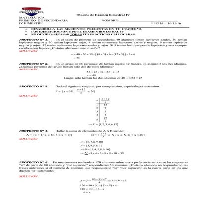 Solución del modelo de examen bimestral iv completa