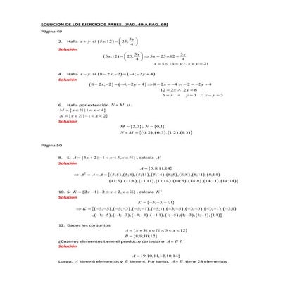 Solución de los ejercicios pares de las pág. 49 a 60