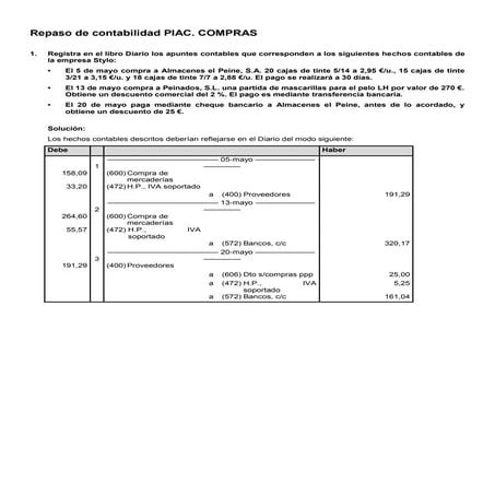 Solución repaso de 1º compras y pagos | PDF
