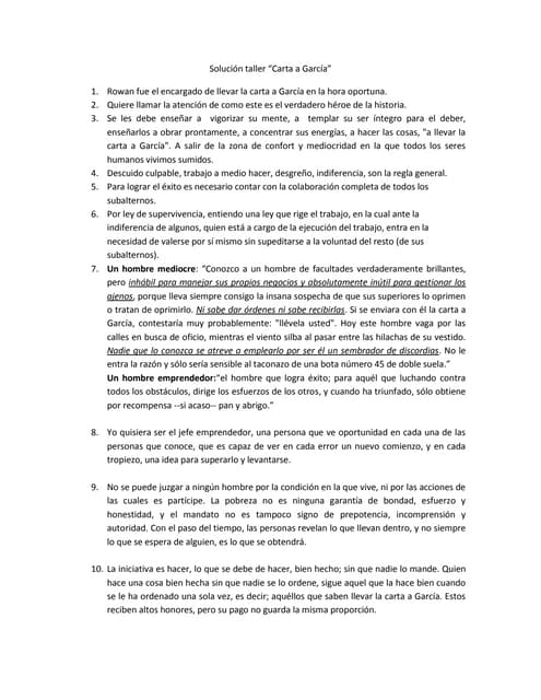 Solución taller carta a garcía