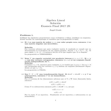 Solución Álgebra Lineal 2017 2S 2do Parcial 