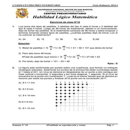 Solucionario PRE SAN MARCOS- Semana 10 Ciclo 2016 