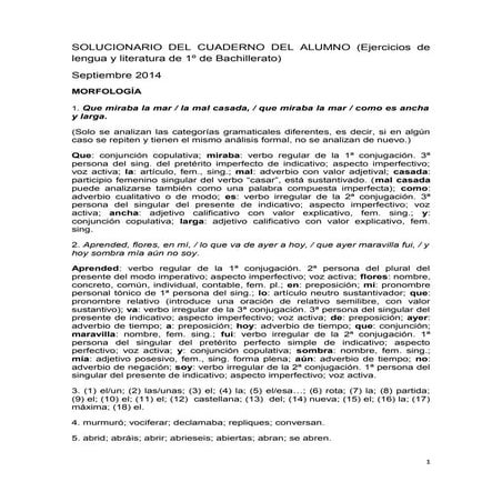Solucionario del cuaderno del alumno. bach1.2014