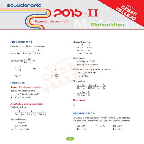 Solucionario uni 2015 ii matemática
