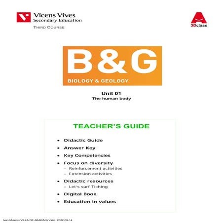 Solucionario Vicens vives. 3º ESO. Biology and Geology