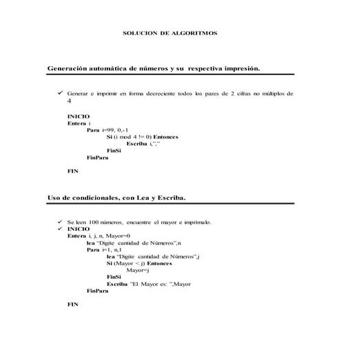 ejercicios de algoritmos de programacion