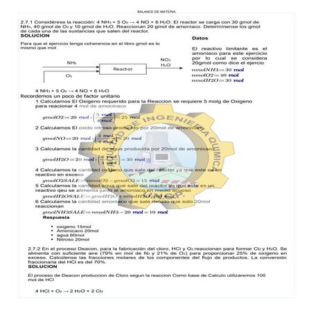 Solucionario de balance Materia RODRIGO LONDOÑO GARCÍA