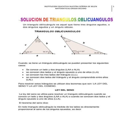 Solucion de triangulos oblicuangulos