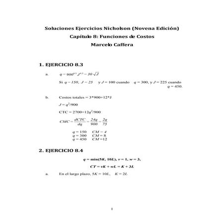 Soluciones ejercicios cap. 8   funciones de costos - novena edición