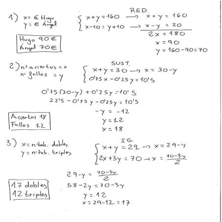 Soluciones sistemas de ecuaciones