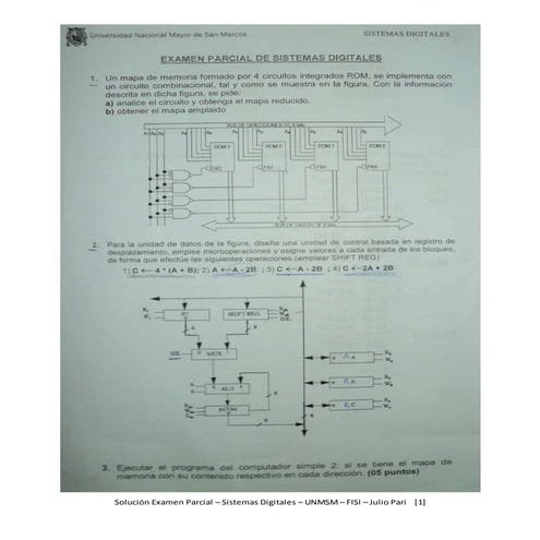 Solucion Examen Parcial Sistemas Digitales UNMSM FISI