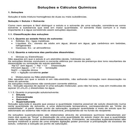 Soluções e cálculos químicos (mariana)