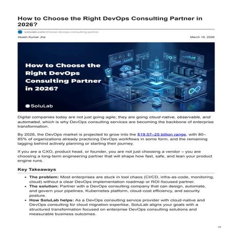 How to Choose the Right DevOps Consulting Partner in 2026 for ...