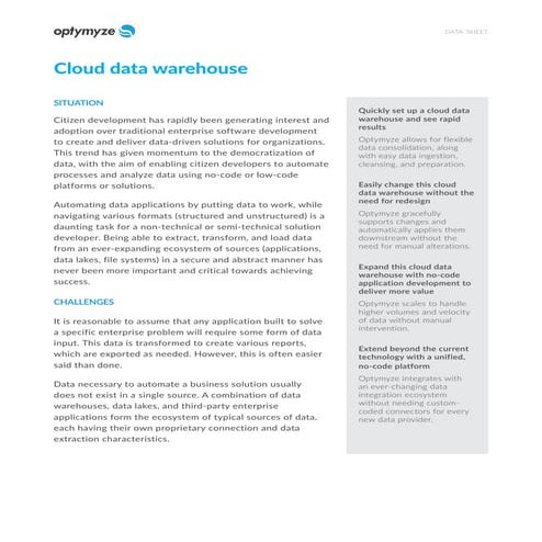 Solution Sheet / Cloud Data Warehouse (2026) | PDF